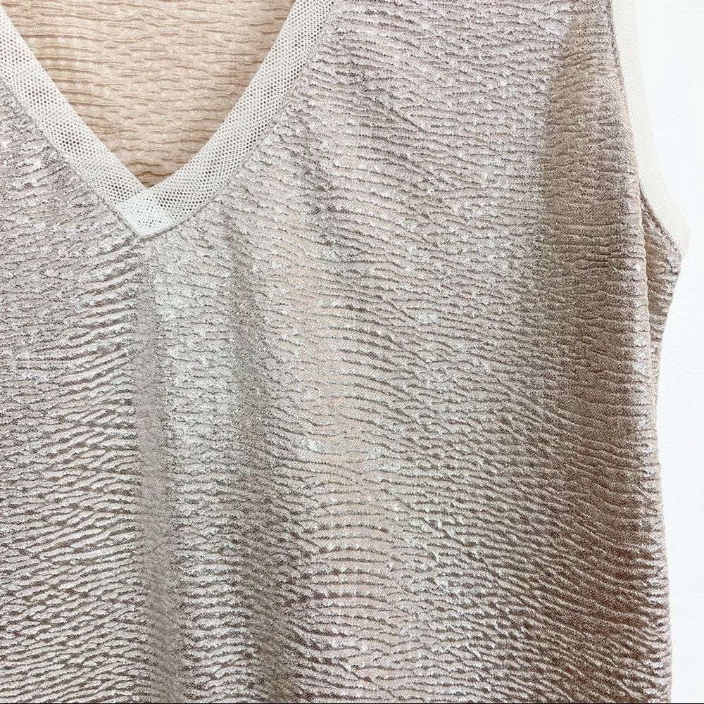 REISS Ona Metallic V-neck Sleeveless Top Size XS